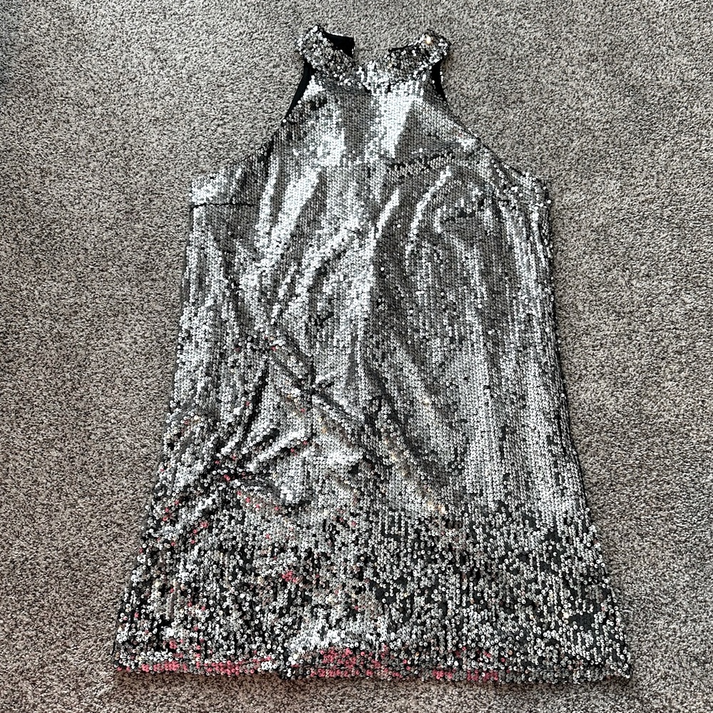 Nasty Gal Plus Size Silver Sequins Halter Dress Size 20- Eras Tour